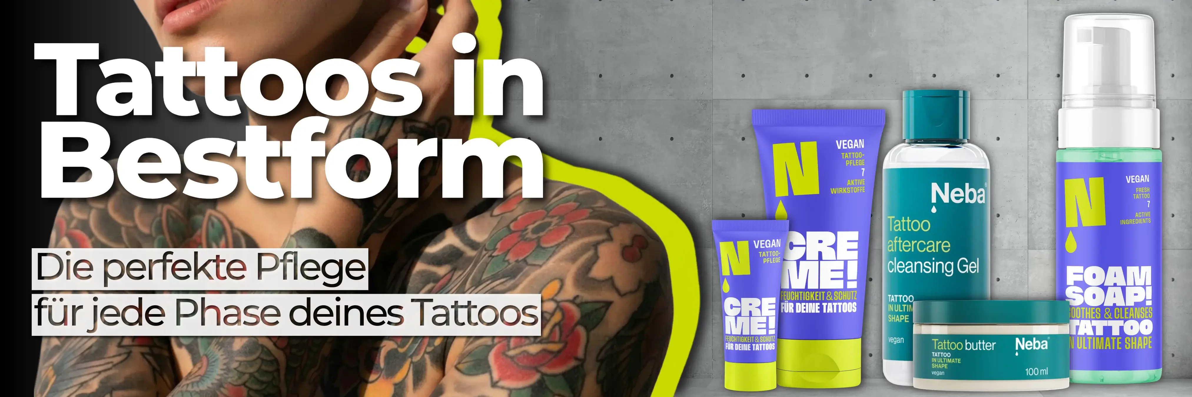 Neba Tattoo Aftercare Produkte für die Pflege und Regeneration frisch gestochener Tattoos