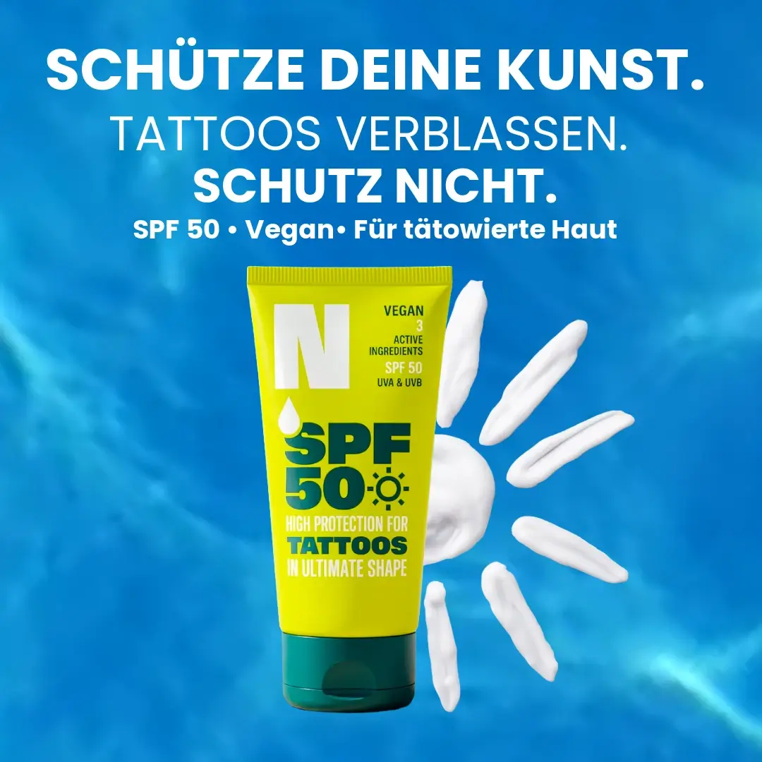 Neba Tattoo Sonnencreme SPF 50 für tätowierte Haut mit UVA- und UVB-Schutz